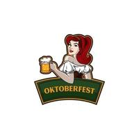 fille avec vecteur de bière oktoberfest