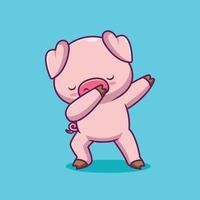 illustration de dessin animé de tamponnage de cochon mignon vecteur