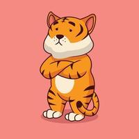 illustration de dessin animé mignon tigre ennuyé vecteur