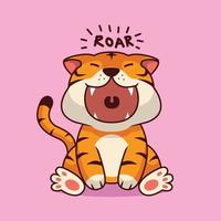 illustration de dessin animé mignon rugissement de tigre vecteur