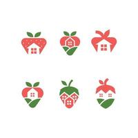 définir le logo des maisons aux fraises vecteur