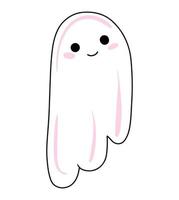 Vector halloween mignon fantôme avec icône de joues roses isolé sur fond blanc.