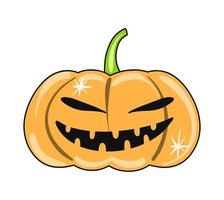 vecteur mignon effrayant halloween citrouille icône de couleur orange dessiné dans un style plat.