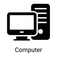 CPU, icône de ligne d'ordinateur isolé sur fond blanc vecteur