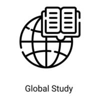 icône de ligne d'étude globale isolée sur fond blanc vecteur