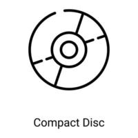 disque, icône de ligne cd isolé sur fond blanc vecteur