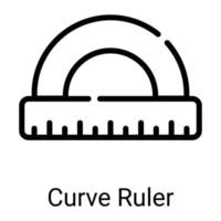 icône de ligne de règle de courbe isolée sur fond blanc vecteur