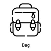 sac à dos, icône de ligne de sac isolé sur fond blanc vecteur