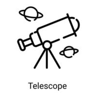 icône de ligne de télescope isolé sur fond blanc vecteur