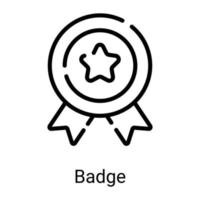badge, icône de ligne d'étiquette isolée sur fond blanc vecteur
