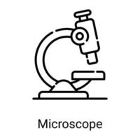 icône de ligne de microscope isolé sur fond blanc vecteur