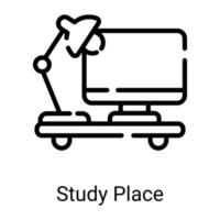 icône de ligne de lieu d'étude isolé sur fond blanc vecteur