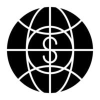icône de conception modifiable de l'argent mondial vecteur
