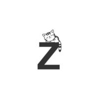 icône de chat endormi sur la lettre vecteur