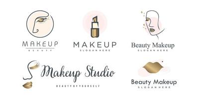 création de logo beauté maquillage pour la mode avec vecteur premium élément créatif