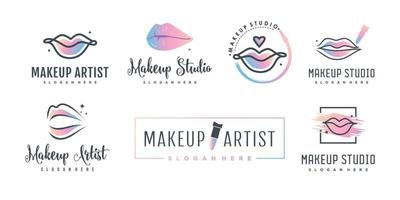 création de logo beauté maquillage pour la mode avec vecteur premium élément créatif