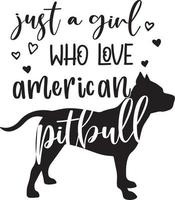 juste une fille qui aime le pitbull américain vecteur