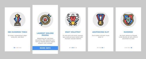 récompense pour le gagnant du championnat onboarding icons set vector