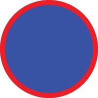 arrêter le signe de fond de cercle rouge bleu sur fond blanc. symbole prohibitif. panneau de signalisation interdit rouge bleu. style plat.
