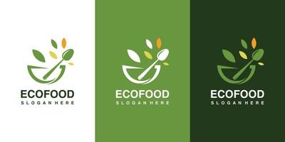 création de logo d'icône ecofood avec vecteur premium de style organique d'élément créatif