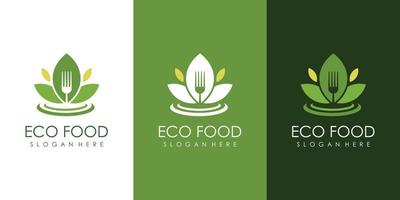 création de logo d'icône ecofood avec vecteur premium de style organique d'élément créatif