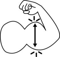 augmenter l'icône du muscle de la main sur fond blanc. style plat. élargissement du signe musculaire. symbole de musculation. logo de gain musculaire. vecteur