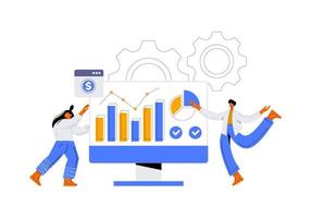 conception de vecteur plat analyse statistique et de données pour le concept d'investissement en finance d'entreprise. illustration de vecteur plat isolé sur fond blanc