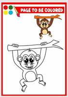 livre de coloriage pour les enfants. singe vecteur