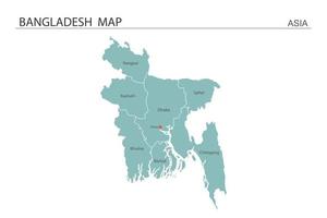 Bangladesh carte illustration vectorielle sur fond blanc. la carte a toutes les provinces et marque la capitale du bangladesh. vecteur