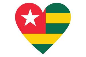 coeur drapeau vecteur du togo sur fond blanc.