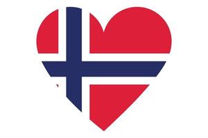 coeur drapeau vecteur de norvège sur fond blanc.