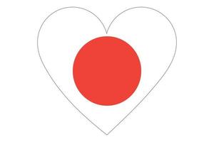 vecteur de drapeau coeur du japon sur fond blanc.