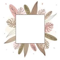 un cadre carré floral-tropical pour les réseaux sociaux dans le style d'un doodle. vecteur