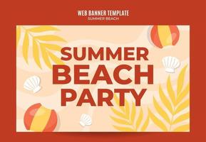 journée d'été - bannière web de fête sur la plage pour l'affiche, la bannière, l'espace et l'arrière-plan des médias sociaux vecteur