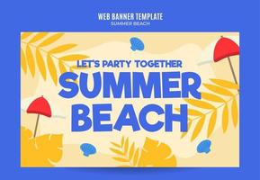 journée d'été - bannière web de fête sur la plage pour l'affiche, la bannière, l'espace et l'arrière-plan des médias sociaux vecteur