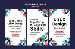 géométrie moderne - bannière web bootcamp pour l'affiche verticale des médias sociaux, la bannière, l'espace et l'arrière-plan vecteur