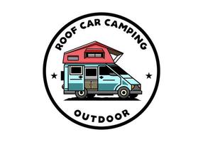 camping sur la conception d'illustration de voiture de toit vecteur