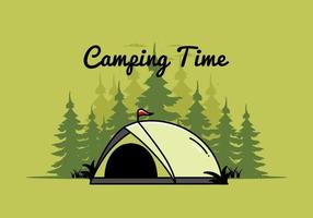 conception de badge illustration camping tente dôme vecteur