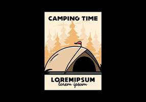 conception de badge illustration camping tente dôme vecteur