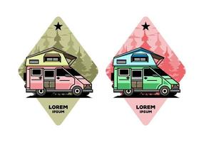 camping sur la conception d'illustration de voiture de toit vecteur