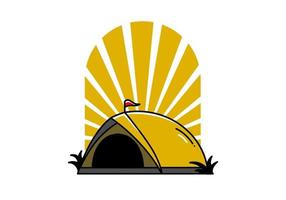 conception de badge illustration camping tente dôme vecteur