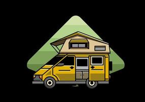 camping sur la conception d'illustration de voiture de toit vecteur