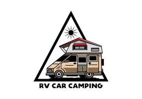 camping sur la conception d'illustration de voiture de toit vecteur