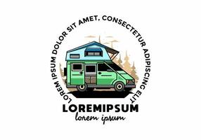 camping sur la conception d'illustration de voiture de toit vecteur