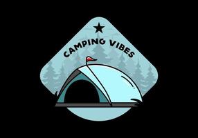 conception de badge illustration camping tente dôme vecteur