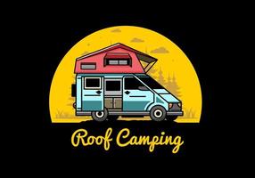 camping sur la conception d'illustration de voiture de toit vecteur