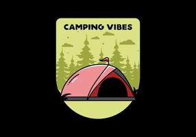 conception de badge illustration camping tente dôme vecteur