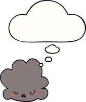nuage de dessin animé et bulle de pensée vecteur
