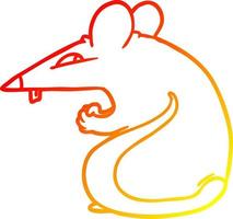 ligne de gradient chaud dessinant un rat de dessin animé sournois vecteur