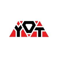 création de logo de lettre triangle yot avec forme de triangle. monogramme de conception de logo triangle yot. modèle de logo vectoriel triangle yot avec couleur rouge. yot logo triangulaire logo simple, élégant et luxueux. pas